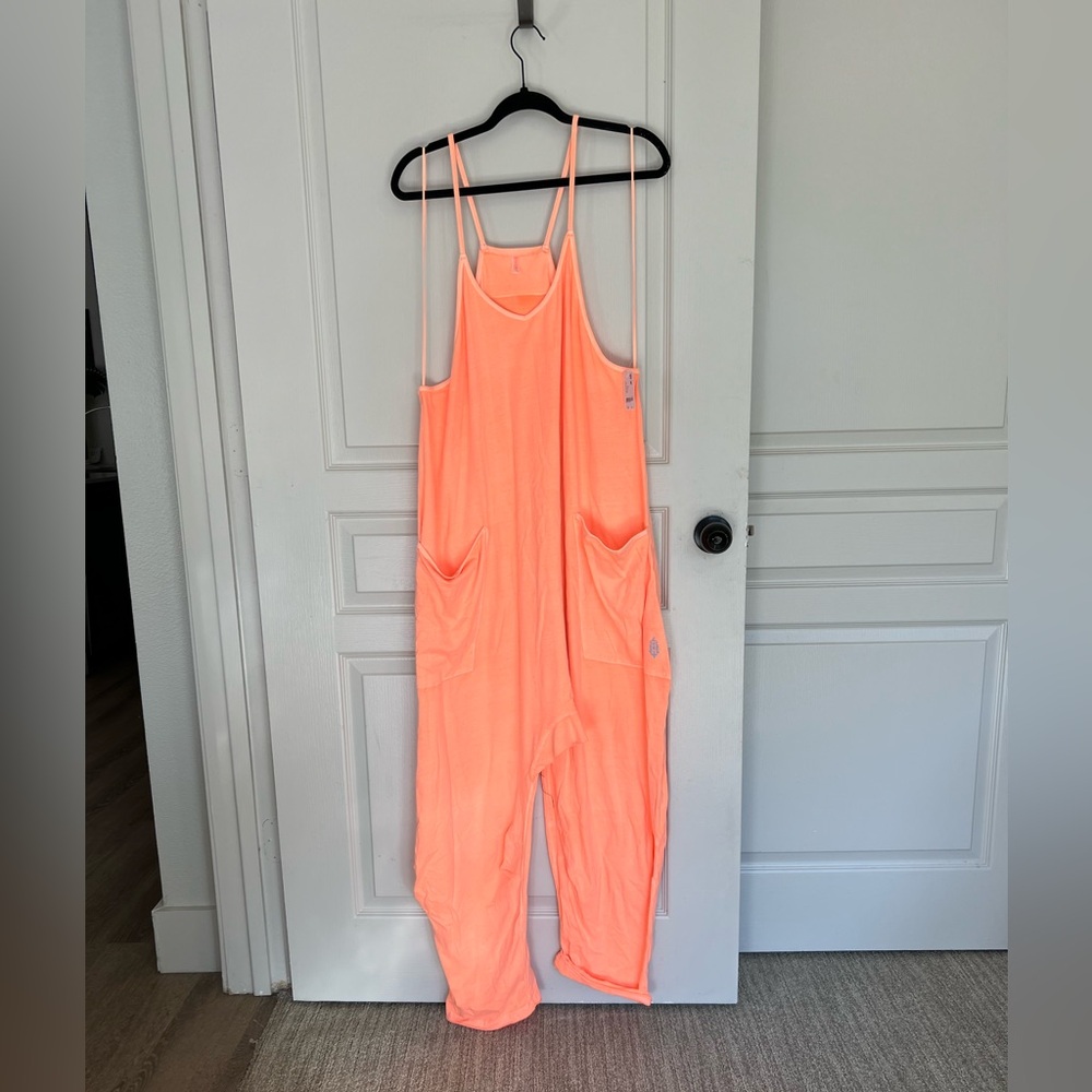 Free People Movement Hot Shot Onesie Romper Size L Peach - Picture 2 of 5